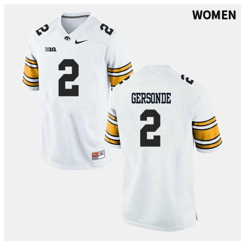 Women's Iowa Hawkeyes NCAA #2 Ryan Gersonde White Authentic Nike Alumni Stitched College Football Jersey JP34C86CT